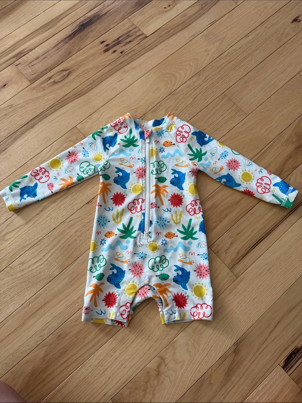 Old Navy toddler Colorful Ocean Print Baby Rash Guard Romper